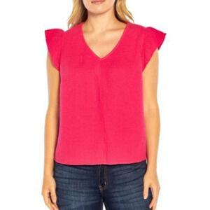 THREE‎ DOTS FUCHSIA COTTON DOUBLE GAUZE BLOUSE SIZE XXL